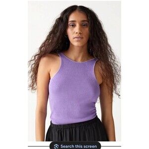 & Other Stories Top Size Small Sleeveless Knit Lilac Purple Scoop Back Metallic